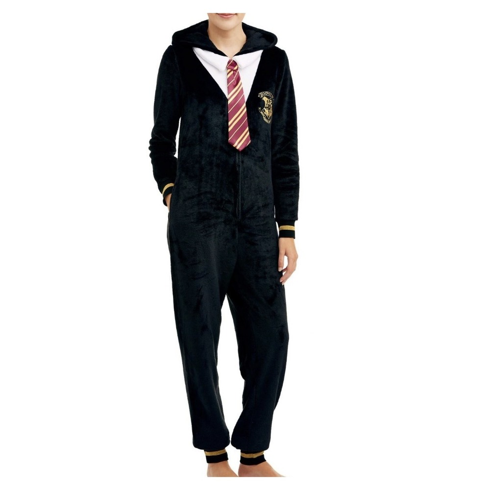 Harry Potter Gryffindor Union Suit Costume L One Piece Adult Fleece Zip Hooded